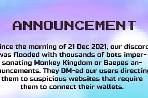 Pengumuman peretasan Monkey Kingdom (Twitter/MonkeyKingdom)