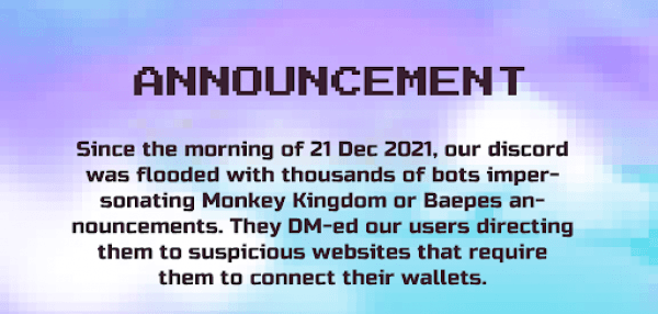 Pengumuman peretasan Monkey Kingdom (Twitter/MonkeyKingdom)