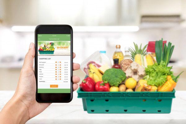 Ilustrasi aplikasi grosir daring (e-grocery). Shutterstock/Atstock Productions