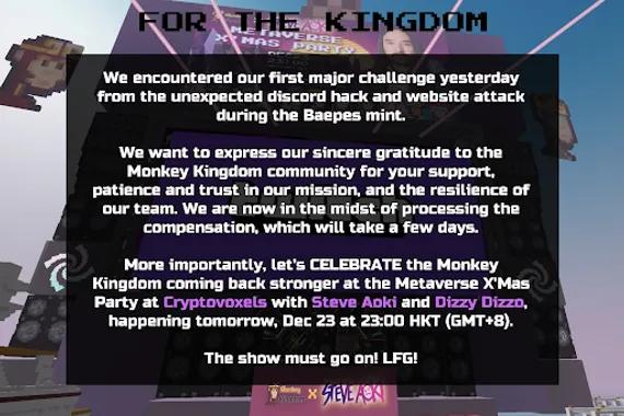 Pernyataan Monkey Kingdom (Twitter/MonkeyKingdom)