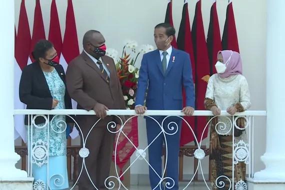 Presiden Jokowi terima kunjungan resmi PM Papua Nugini James Marape, di Istana Kepresidenan Bogor, Jabar, Kamis (31/3).