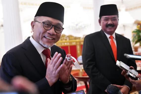 Mendag Zulkifli Hasan dan Menteri ATR/Kepala BPN Hadi Tjahjanto, usai pelantikan di Istana Negara, Rabu (15/6).