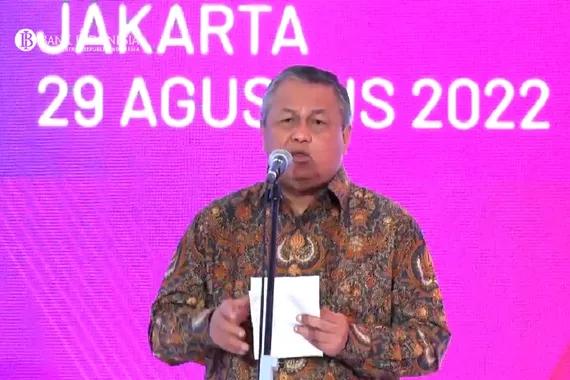 Gubernur Bank Indonesia, Perry Warjiyo, dalam peluncuran QRIS antarnegara.