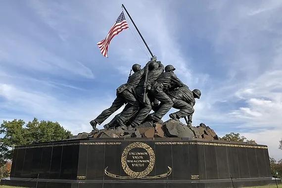 The west side of the Marine Corps War Memorial in Arlington County, Virginia.
