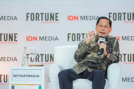 Presiden Direktur Bank Central Asia (BCA), Jahja Setiaatmadja, saat menjadi pembicara dalam Fortune Indonesia Summit 2023, Rabu (15/3/2023). (Dok. IDN Media)