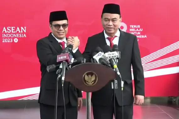 Budi Arie Setiadi dan Nezar Patria, yang baru saja dilantik sebagai Menteri dan Wakil Menteri Kominfo.