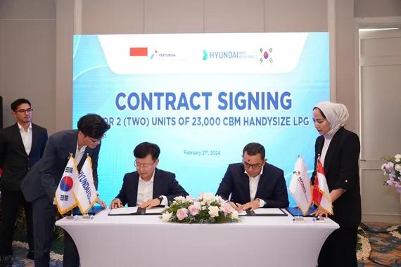 PIS kini menandatangani kontrak dengan Hyundai Mipo Dockyard Co.Ltd untuk pembangunan dua kapal tanker LPG berteknologi dual-fuel. (Dok. Pertamina)
